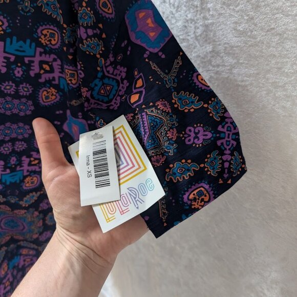 LulaRoe lot 10 Irma Tunic Tops pretty Patterns Blouse Short Sleeve - Picture 6 of 7